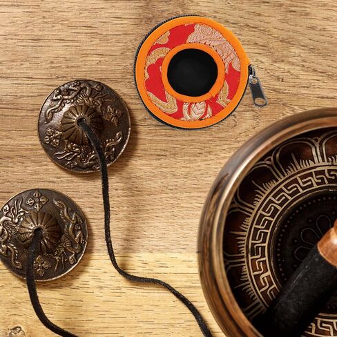 Tibetan Meditation Bell Storage Holder Pouch with Handmade Embroidered Silk Cover Compact 2.95 Inch Bell Container for Temple and Home Use in Saudi Arabia
