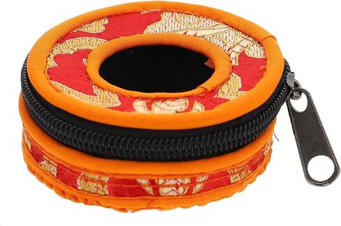 Tibetan Meditation Bell Storage Holder Pouch with Handmade Embroidered Silk Cover Compact 2.95 Inch Bell Container for Temple and Home Use in Saudi Arabia