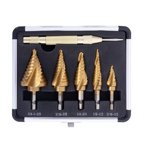 3Pcs Step Drill Bit Set, 4241 HSS High Speed Steel Hex Shank Drill Bits, 118° Split Point, Double Flute Unibit Cone Bit for Metal Wood Plastic Multi-Size Hole Drilling in Saudi Arabia