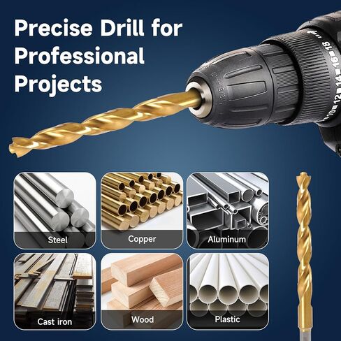 9pcs 1/8" Hex Shank Drill Bit Set, 135° Split & Stepped Point, TiN Coated HSS, 1/4" Quick-Change Bits in Saudi Arabia