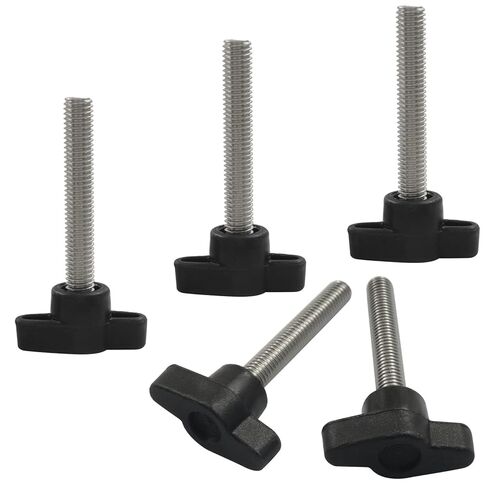 5 Pack M6 x 12mm Black Z Type Handle Thumb Screw Stainless Steel T-Shaped Wing Adjustable Knob Plastic Head Mechanical Handle Bolts for Sawing Machines & Woodworking Machinery in Saudi Arabia