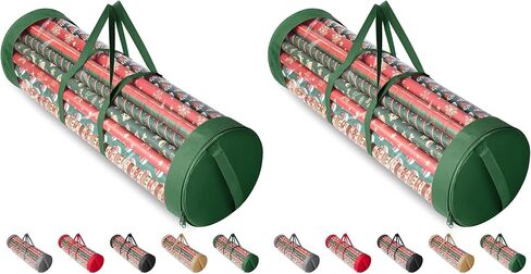 BALEINE Christmas Wrapping Paper Organizer Storage, 41" Gift Wrapping Paper Storage Containers, Clear PVC with Durable 600D Oxford Fabric Gift Wrap Paper Holder Fits 18-25 Rolls, Golden in Kuwait