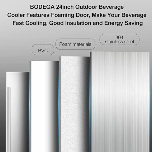 BODEGA 24 Inch Beverage Fridge under Counter, Outdoor Refrigerator for Patio and Deck Weatherproof, Stainless Steel Beverage Cooler for Soda, Beer, Holds 164 Cans in Kuwait
