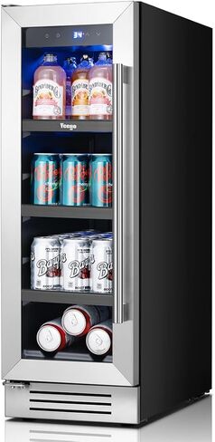 برودة ثلاجة Yeego للمشروبات-24 بوصة 180 علب الثلاجة المصغرة مع باب زجاجي ، 34-54 ℉ تحت الثلاجة المضادة المدمجة لصودا البيرة النبيذ لمكتب غرفة نوم البار in Kuwait
