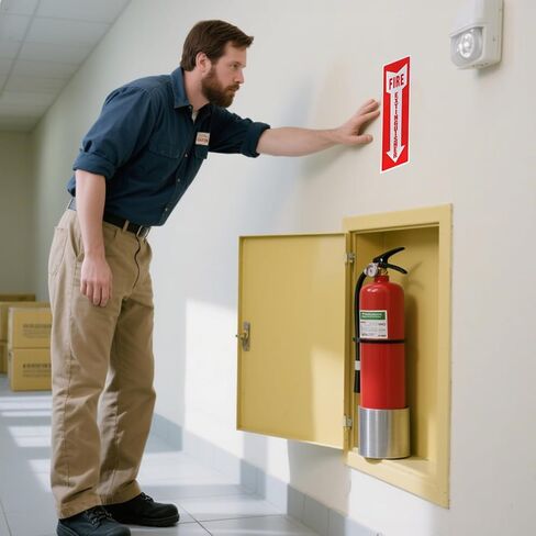 12 قطعة من ملصقات طفاية الحريق من Bettli مع أسهم وشعار طفاية حريق للأعمال ورق لاصق ذاتي وملصقات شعار السلامة وشعار السلامة in Kuwait