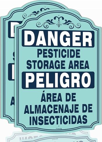 منطقة تخزين المبيدات الحشرية الخطرة، منطقة Peligro Área De Almacenaje De Insecticidas، علامات ثنائية اللغة، 14 × 10 بوصة، معدنية عاكسة، متينة من الألومنيوم المقاوم للطقس، سهلة التركيب في الهواء الطلق، عبوة من قطعتين in Kuwait