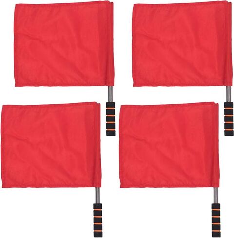 4 قطع من أعلام Linesman الرياضية من Sewroro، أعلام مطابقة لأحداث الحكم مع عصا عمود من الفولاذ المقاوم للصدأ للأحداث والمباريات الرياضية (أحمر) in Kuwait