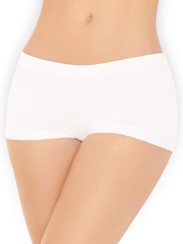 Ilusion Women's Boyshort Underwear 1407 - Microfiber Boyshorts Panties with Butt-Lifting Seams, Full Coverage Boxers - Black Large in Kuwait