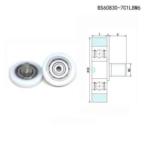 2 قطع القطر الخارجي 30 مللي متر البلاستيك المغلفة الترباس تحمل بكرات 30x7xM6 BS60830-7C1L8M6 بوم عجلة نافذة الباب انزلاق دليل in Kuwait