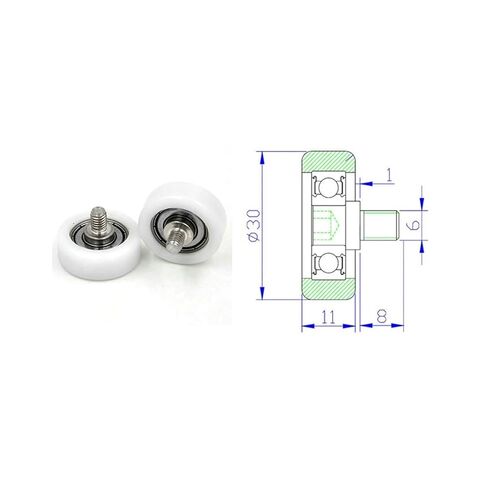 5 قطعة BS60830-11C1L8M6 قطر 30 مللي متر محمل بلاستيكي 30x11 مللي متر تركيب التخليص 1 مللي متر بوم المغلفة الباب والنافذة علبة نقود الأسطوانة in Kuwait