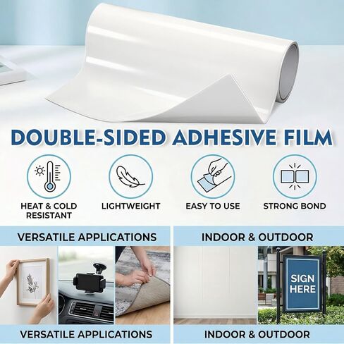 Eaasty 1 Roll 12" Width x 20 ft Length 468mp Double Sided Adhesive Transfer Tape Sheet Roll for Bonding and Laminating in Saudi Arabia