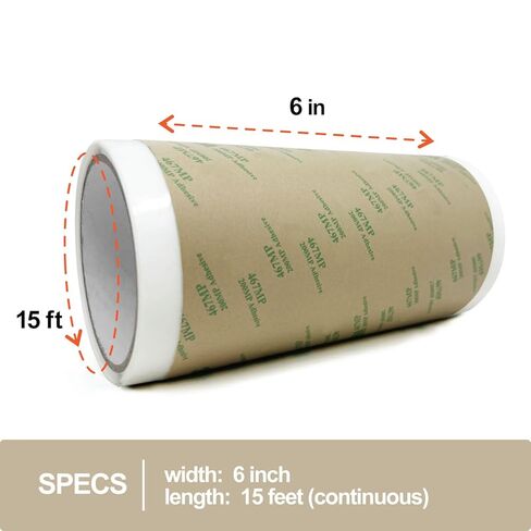 Gizmo Dorks 467MP Adhesive Transfer Tape - 6 in x 15 ft - Double Sided Industrial Strength Clear Bond, Permanent Multipurpose Adhesive for Crafts and Industrial Use in Saudi Arabia