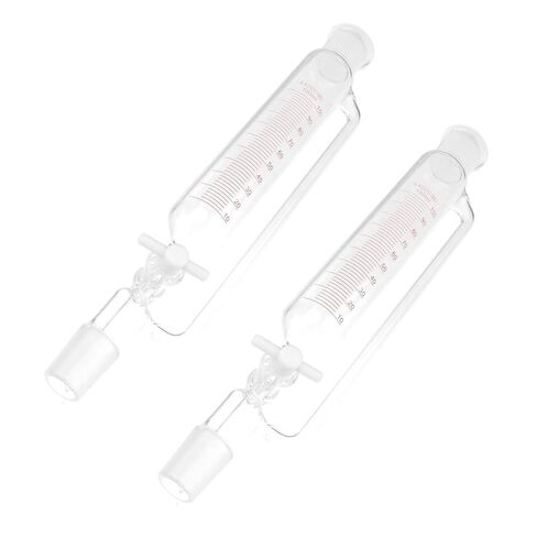 قمع فصل أسطواني زجاجي مع مكبس PTFE، معدات مختبر فصل السائل بالضغط المستمر 100 مل للكيمياء والتجارب العلمية in Saudi Arabia