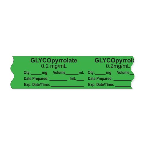 PDC Healthcare AN-2-9D02 شريط التخدير مع Exp. التاريخ والوقت والأولي، قابل للإزالة، "GLYCOpyrrolate 0.2 mg/mL"، 1 بوصة أساسية، 3/4 بوصة × 500 بوصة، 333 بصمة، 500 بوصة لكل لفة، أخضر فاتح (عبوة من 500 قطعة) in Saudi Arabia