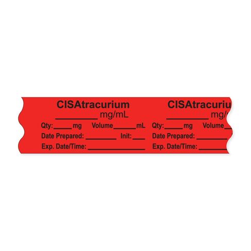 PDC Healthcare AN-2-162 "CISAtracurium mg/mL" Removable Anesthesia Tape with Expiration Date, Time and Initial, 1" Core, 3/4" Width, 500" Length, Fluorescence Red, Pack of 500 in Saudi Arabia