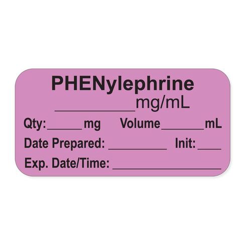 PDC Healthcare LAN-2-81 "PHENylephrine mg/mL" ملصق ورقي للتخدير الدائم مع تاريخ انتهاء الصلاحية والوقت الأولي، 1 بوصة أساسية، مقاس 1-1/2 بوصة × 3/4 بوصة، بنفسجي، حزمة من 500 قطعة، in Saudi Arabia