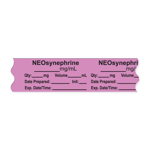 PDC Healthcare AN-2-72 Anesthesia Tape with Exp. Date, Time, and Initial, Removable, "NEOsynephrine mg/mL", 1" Core, 3/4" x 500", 333 Imprints, 500 Inches per Roll, Violet (Pack of 500) in Saudi Arabia