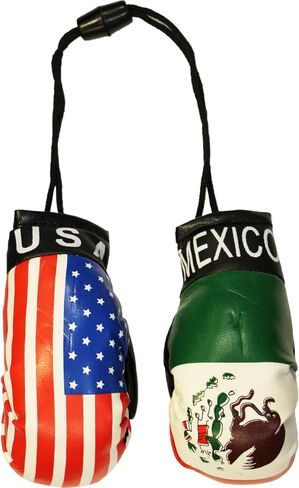 USA and Mexico Novelty Mini Boxing Gloves with Black Snap Connection in Kuwait