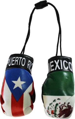 Puerto Rico and Mexico Novelty Mini Boxing Gloves with Black Snap Connection in Saudi Arabia