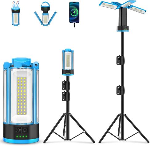 T-SUN قابلة لإعادة الشحن ضوء التخييم 9000mAh مع الحامل-ضوء اللاسلكي مع 3 رؤوس مصباح LED ، ضوء LED محمول في الهواء الطلق مع قابلة للضايق 3000K/4000K/6500K ، حقيبة ترايبود وقابلة للفصل in Saudi Arabia