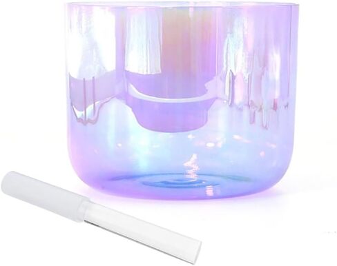 8 Inch Purple Clear Alchemy Crystal singing bowl, Chakra Bowl Sound Bowl Chime Bowl, Gift For Yoga Meditation & Sound Healing, With Free Acrylic Striker & O-ring(E Note) in Kuwait
