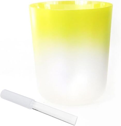 8 Inch Yellow Gradient Alchemy Crystal singing bowl, Chakra Bowl Sound Bowl Chime Bowl, Gift For Yoga Meditation & Sound Healing, With Free Acrylic Striker & O-ring(F Note) in Kuwait
