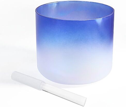 8 Inch Blue Alchemy Crystal Singing Bowl Gradient Plating, Chakra Bowl Sound Bowl, Gift For Yoga Meditation & Sound Healing, With Free Acrylic Striker & O-ring(E Note) in Kuwait
