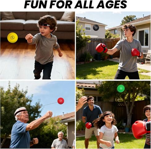 مجموعة كرات الملاكمة العاكسة SQUAD - كرات رد فعل من 4 مستويات + عصابة رأس قابلة للتعديل - سرعة التدريب والتوقيت والتنسيق بين اليد والعين - متعة آمنة للأطفال والكبار - هدية للملاكمة/فنون القتال المختلطة/كراف ماغا للتمرين المنزلي in Kuwait