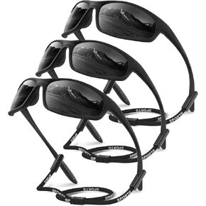 3 Pack Sports Polarized Sunglasses Men Women, UV Protection Wrap Around Sun Glasses for Running Cycling Fishing in Saudi Arabia