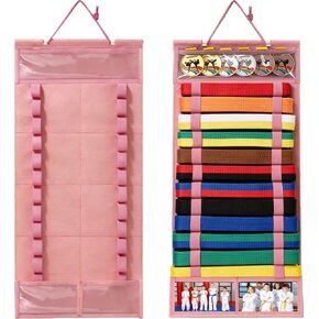 Karate Belt Display Rack - 12 Felt Martial Arts Belt Display Holder with 2 Picture Frames & Clear Medal Box, No Assembly Required, for Taekwondo, BJJ, Jiu Jitsu, Karate Belts in Kuwait