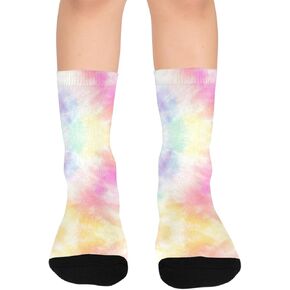 Pastel Tie-Dye Pattern Hiking Socks - Toddler Boys & Girls Warm Thick Thermal Winter Crew Socks for School, Daily Wear & Outdoor Activities in Kuwait
