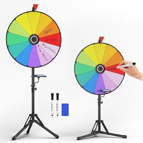 عجلة جائزة دوارة مقاس 16 بوصة، عجلة ارتفاع قابلة للتعديل من 47 بوصة إلى 62 بوصة مع حامل، عجلة جائزة قابلة للتخزين مع قلم تحديد جاف وممحاة، 12 لونًا للكرنفال، والحفلات المنزلية، والمعارض التجارية in Kuwait