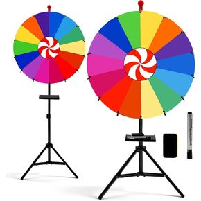 24" Spinning Prize Wheel with Stand, Storable Adjustable Height Wheel of Fortune Game, 14 Color Slots Spin Wheel for Prizes, Heavy Duty Prize Spinner for Carnival & Trade Shows in Saudi Arabia