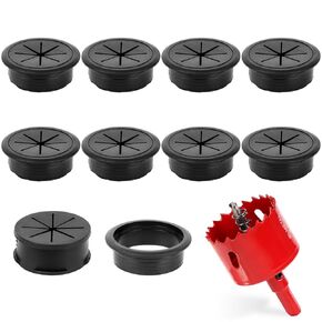 8 Pcs Black Desk Grommet, 2 Inch Desk Hole Cover for Cables, Grommet Cover with Hole Saw for Table Cables Wire Home Office in Kuwait