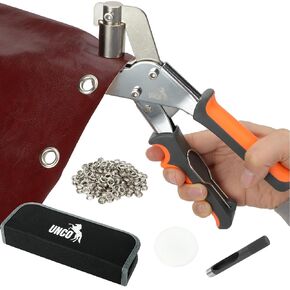 UNCO- مجموعة أدوات جروميت، 200 قطعة حلقات فضية 3/8 بوصة (10 مم)، أداة ثقب ضغط يدوية مغناطيسية، مجموعة فتحات يدوية، آلة ضغط يدوية بحلقات معدنية للجلد، القماش، القماش، الفينيل، لافتة DIY، الأقمشة in Kuwait