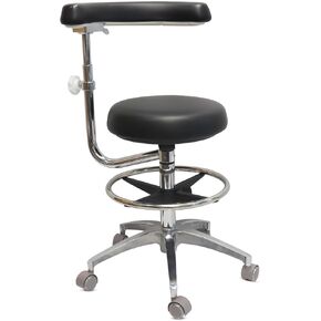 مقعد سرج للأسنان، مقعد مريح قابل للتعديل مع مسند ظهر دوار 360 درجة ومتحرك، ارتفاع قابل للتعديل من جلد البولي يوريثان لطبيب الأسنان والعيادة والمختبر والصالون والاستخدام المنزلي والمكتب (أسود) in Kuwait