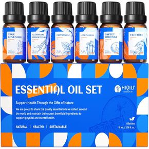 HIQILI Essential Oils Set,Top 16 Organic Aromatherapy Oils for Diffusers for Home,Plant Therapy,Candle Making,Laundry Fragrance,Humidifiers,Skin Care in Kuwait