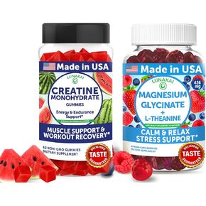 Lunakai USA Made Creatine & Magnesium Gummies Bundle – Recovery & Calm Support – 60 Non-GMO Gummies Eac in Kuwait