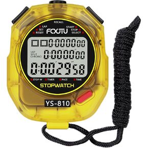 مؤقت ساعة توقيت رياضي FCXJTU، مؤقت عد تنازلي لساعة توقيت رقمية بذاكرة 10 دورات/تقسيم مع تشغيل/إيقاف تشغيل منبه 12/24 ساعة، حبل شاشة كبير للغاية بتقويم 3 صفوف لمدرب P.E والحكام (أصفر) in Kuwait