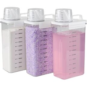 3-Pack 78 OZ Plastic Liquid Laundry Detergent Dispenser, Clear Laundry Detergent Dispenser for Powder, Beads, Fabric Softener, Bleach in Kuwait