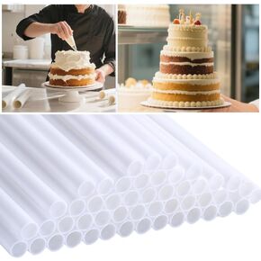 YAOSHENG ﻿قضبان أوتاد الكيك البلاستيكية البيضاء لدعم الكعك المتدرج والتراص - أوتاد دعم الكيك المستديرة (5 قطع، 0.47 * 9.45 بوصة) in Kuwait
