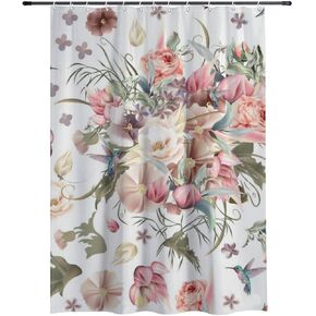 ستارة دش بطبعة الطائر الطنان مع خطافات، ستارة دش ريترو مقاومة للماء للصيف، ستائر شاطئ قابلة للغسل من القماش للحمام لقضاء العطلات بديكور بوهو 60 × 72 بوصة in Kuwait