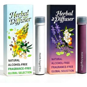 Mullein Herbal Diffuser Pen Set, 2 Pack of Pure Botanical Blends (Mullein & Lavender), Portable Aromatherapy Diffuser (2, Green+Purple) in Saudi Arabia