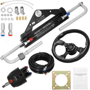 Vikua 150hp Hydraulic Outboard Steering Kit with Steering Wheel, Cylinder, Helm Pump, Hoses, and Installation Parts – A Complete Boat Hydraulic Steering System for Single Engine Boats in Kuwait