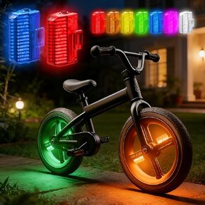 مصابيح عجلة الدراجة القابلة لإعادة الشحن، عبوتان، مصابيح دراجة للأطفال للعجلات 7 ألوان متغيرة، مستشعر حركة، تناسب جميع عجلات الدراجة، دراجة توازن الأطفال الصغار، دراجة إلكترونية in Kuwait