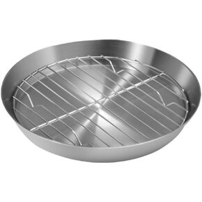 for Stainless Steel for Round Baking Pan with Cooling Rack Roasting Turkey, Cake, BBQ Dishwasher Safe, Rust Resistant, Multi-Purpose Kitchen Tray, 24.7x24.7x3.5cm in Kuwait