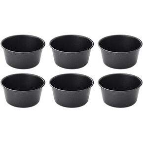 Shaped Pudding Cup 100ml 200ml, for Round for Egg Tart Cake, Non- Carbon Steel Muffin Pan Air Fryer, Stackable Bakeware, 6-Pack in Kuwait