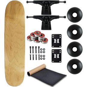 لوح تزلج Moose Blank كامل مقاس 7.25 سم طبيعي مع شاحنات سوداء وعجلات سوداء in Kuwait