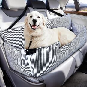 Dog Car Booster Seat for Large Dogs - Elevated Pet Seat with Safety Belt, Non-Slip Base, and Storage Pockets for Car Travel in Kuwait