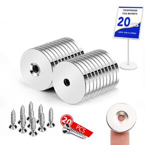 LOVIMAG مغناطيسات مستديرة صغيرة مع فتحات 60 حزمة، مغناطيس خزانة لأبواب الخزانة، والأدراج، ومغناطيس ثلاجة الأرض النادرة للثلاجة، والعلوم، ومغناطيس عين القط، والتثبيت - 0.31 × 0.12 بوصة in Kuwait